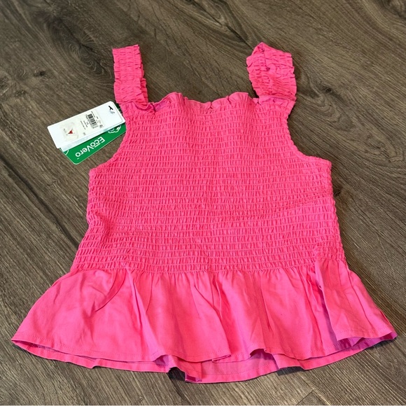 Guess Girls Youth 14 Pink Smocked Peplum Tank NEW - Picture 3 of 4